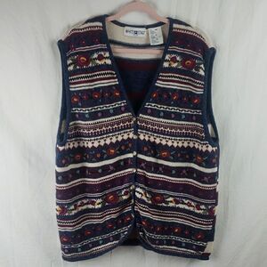 Vintage White Stag Women's 24W Floral Embroidered Vest